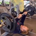 Mike O'Hearn Instagram - Always be smart and take your time with exercising for me, this exercise still works on my core foundation of connective tissue to keep it strong and healthy. Tricep extension is one of my favorite exercises to do after either reverse grip or close grip to really fill out those triceps Gold's Gym Venice Beach California