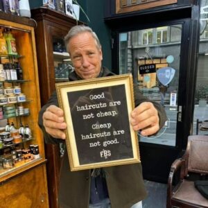 Mike Rowe Instagram - I was in Zurich yesterday, window shopping, when I noticed my reflection in the glass, and concluded a haircut was in order. The closest place was called Finest Barbers, and I was curious to see if the establishment lived up to its name. My barber was Sammy, from Turkey. He told me he’d been cutting hair for ten years.

After Sammy finished with my haircut, which was excellent, by the way, I went to Angel’s chair, and had a memorable chat about work ethic, entrepreneurship, and the value of mastering a skill that’s in demand. As we chatted, Angel dipped some Q-Tips into a fondue pot filled with hot wax. The wax was black for some reason – like the pitch they apply to ropes on the tall ships, to keep them from fraying. As we chatted, Angel inserted the black Q-Tips into my nostrils, and waited for the wax to harden.

“Is this a service you include with all haircuts,” I asked.
“No,” said Angel. “This is an additional $15 francs. “But not for you, my friend. This one is on the house.”
“You’re too kind,” I said.
“Don’t mention it,” said Angel.

After a minute or two, the wax was sufficiently hard, and the suspense was sufficiently built.
“Just relax,” Angel told me. “I’ll count down from three.”
I tried to relax. Angel said, “Three…” and quickly ripped the Q-Tips from my nostrils. I screamed, and maybe peed a little.

If you find yourself in Zurich and in need of a trim, please tell the Finest Barbers that the dirty jobs guy sends his regards. And if you go with the internal nose wax, you’ll find the Swiss air even more bracing and more invigorating than before...
