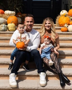 Mike Sorrentino Instagram - Good things come in threes 🥹 Adding another pumpkin to our patch 🙏🏼 Baby #3 coming March 2024 

Photo 📸 @thesocial_butterflymedia 
Decorations 🎃 @thenurseryatcoltsneck 
Hair @giana_martino 
Makeup @bighoopenergybeauty @lauren_damelio 
Dress @bijouxboutique.nj