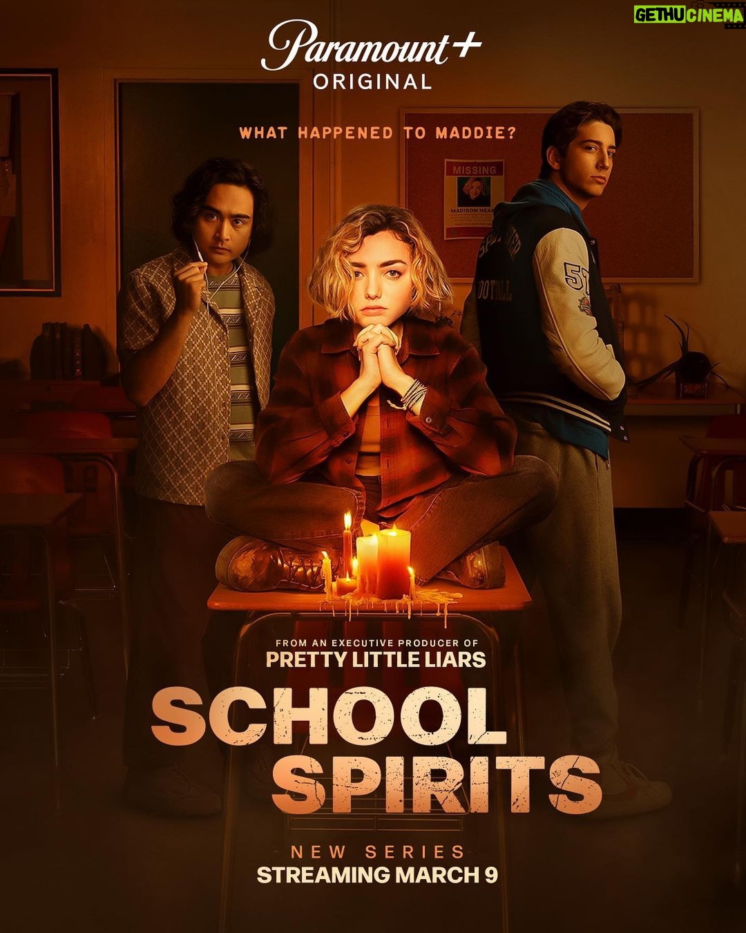 Milo Manheim Instagram - SCHOOL SPIRITS TRAILER IS HERE!! SWIPE TO SEE IT🤍☠️