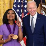Mindy Kaling Instagram - A little while ago, I got a call from Dr. Maria Rosario Jackson that the National Endowment of the Arts and the office of the President wanted to give me the National Medal of Arts for my work in television and as an author. I’m still processing how to receive the news. Yesterday, I went with my family to receive the medal at the White House. To hear the President speak about my parents, their journey to the United States, my late mother’s dreams for me, and the power of comedy to make people understand each other was almost too much to take in. It didn’t feel real! I mean, I was sitting next to GLADYS KNIGHT. I guess I just want to express my heartfelt gratitude to @potus, @neaarts and @kamalaharris. And to say I promise to spend the rest of my life earning this medal because I don’t feel like I’ve earned it yet. I wish my mom could have been there, but what are you gonna do. Nothing is perfect, but yesterday was pretty close. I love everyone. Thanks @katelinden, Vinay Reddy and @picsschmicks for helping it all happen. ❤️ The White House