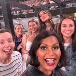 Mindy Kaling Instagram - The first night of the LA Eras tour was everything! @haimtheband set the tone by destroying in their home town and then @taylorswift, well, did her bejeweled thing and 70,000 of us were like “how can we know every single lyric to 5 hours of songs?”. There were no highlights. It was all highlight. Just be happy I’m not posting the video @katelinden took of me screaming along to “Delicate”. Thank you Tree and Taylor!