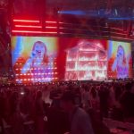 Mindy Kaling Instagram - The first night of the LA Eras tour was everything! @haimtheband set the tone by destroying in their home town and then @taylorswift, well, did her bejeweled thing and 70,000 of us were like “how can we know every single lyric to 5 hours of songs?”. There were no highlights. It was all highlight. Just be happy I’m not posting the video @katelinden took of me screaming along to “Delicate”. Thank you Tree and Taylor!