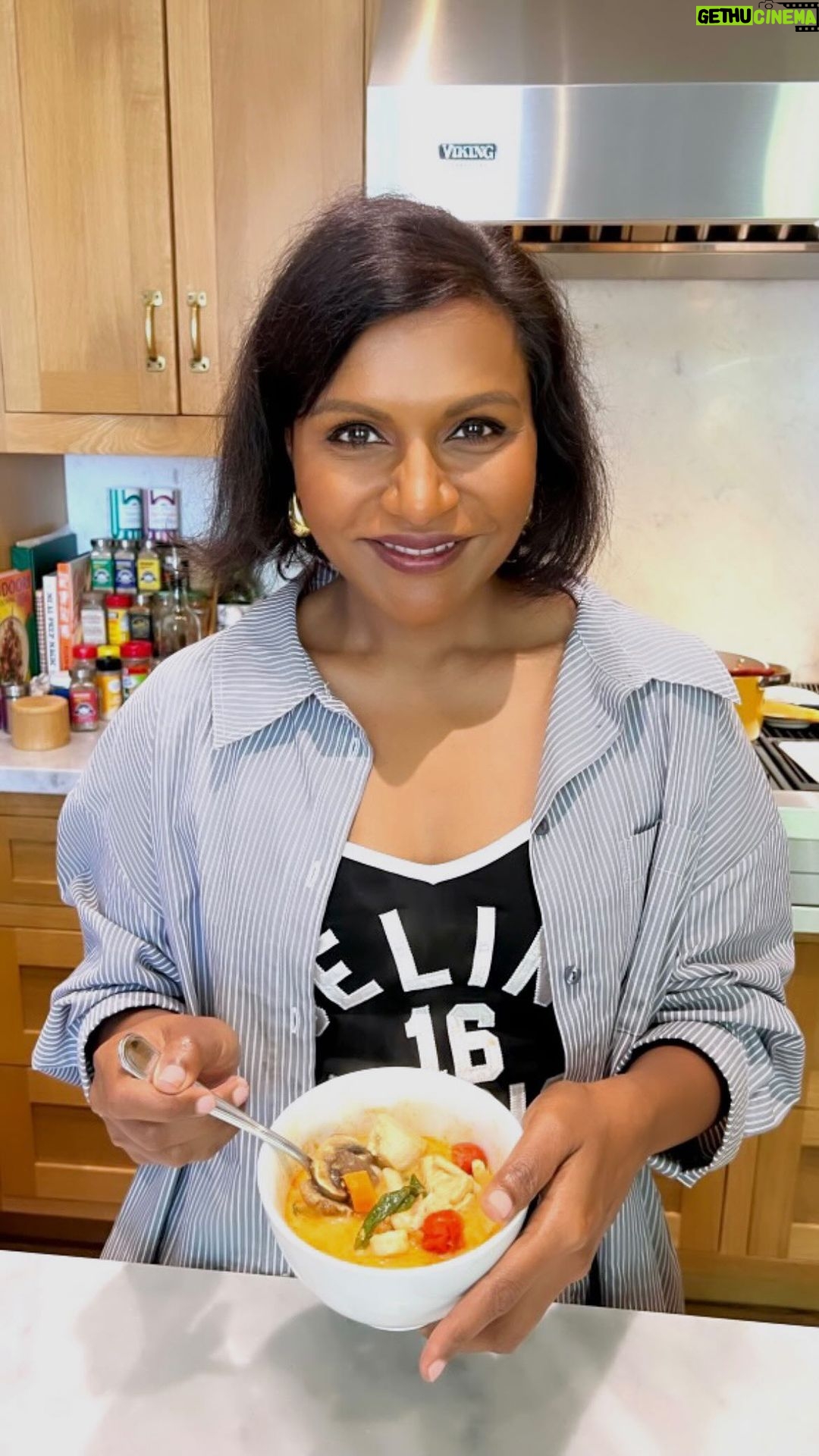 Mindy Kaling Instagram - Temperatures are soaring, so naturally I’m making …hot spicy soup! This is my favorite, a loose interpretation of a Tom Kha from the talented creator @hungryempire! It is very filling but not heavy! Try it and tell me what you think!
