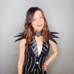 Miranda Cosgrove Instagram - Got in one last costume before Halloween is completely over 💀I’m Jack Skellington. Also swipe to the last picture for a weird surprise. My cat thought the picture hanger on the wall was a bug and soared to new heights to try to reach it. ☠️😂