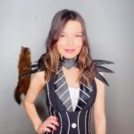 Miranda Cosgrove Instagram - Got in one last costume before Halloween is completely over 💀I’m Jack Skellington. Also swipe to the last picture for a weird surprise. My cat thought the picture hanger on the wall was a bug and soared to new heights to try to reach it. ☠️😂