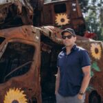 Misha Collins Instagram - Cars destroyed by Russian shelling. Sunflowers are a symbol of hope. https://donorbox.org/collins_demining LINK IN BIO