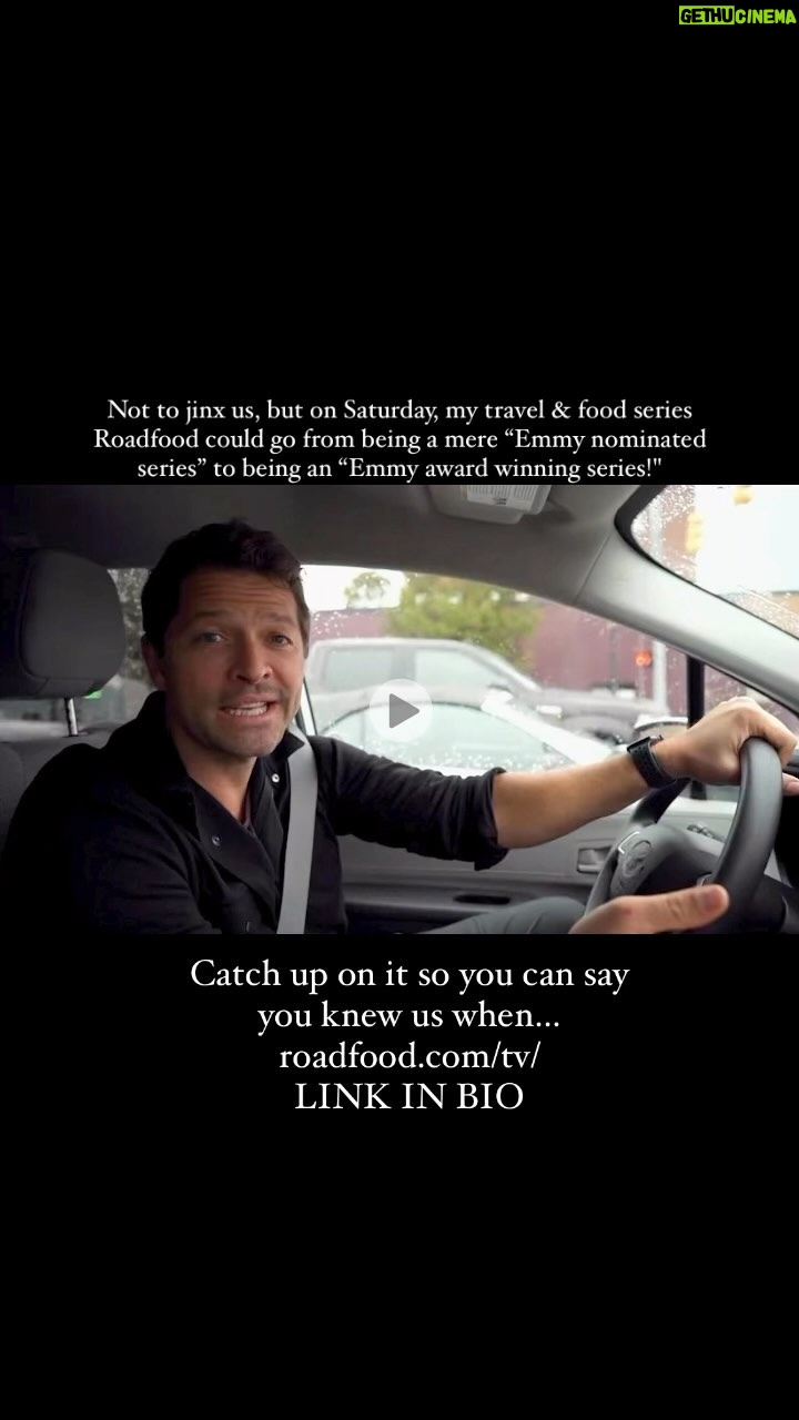 Misha Collins Instagram - Not to jinx us, but on Saturday, my travel & food series @roadfood could go from being a mere “Emmy nominated series” to being an “Emmy award winning series!” Catch up on it so you can say you knew us when… roadfood.com/tv/ LINK IN BIO