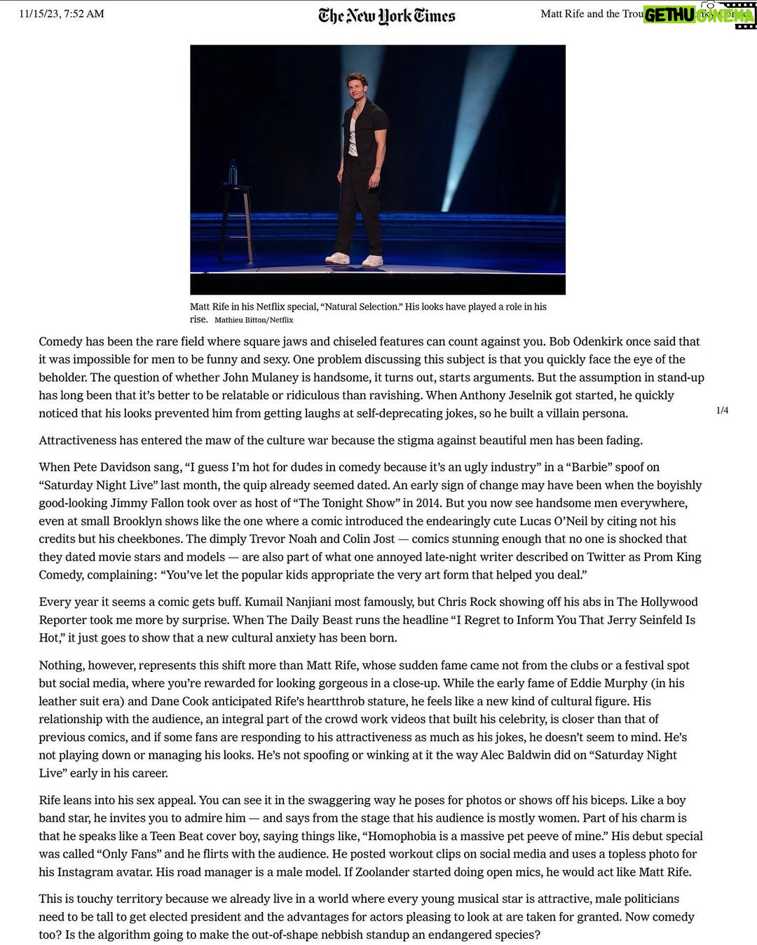 Misha Collins Instagram - Once again, the @nytimes has reduced me to a one-dimensional object. (There was no way to do this interview and NOT come across as an arrogant assbutt.) bit.ly/PrettyFunnyMC LINK IN BIO @zinomanj