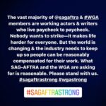 Misha Collins Instagram - The vast majority of @sagaftra & #WGA members are working actors & writers who live paycheck to paycheck. Nobody wants to strike—it makes life harder for everyone. But the world is changing & the industry needs to keep up so people can be reasonably compensated for their work. What #SAGAFTRA and the WGA are asking for is reasonable. Please stand with us. #SAGAFTRAStrong #WGAStrong
