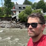 Misha Collins Instagram - I'm in Vermont at the moment. This house stood on its foundation for 200 years until this week. All around the world, we’re seeing devastation. Record floods. Record droughts. Record heat and record fires… and it's only getting worse. @joebiden's climate legislation went a long way, but it's only the beginning. We have to take this seriously.