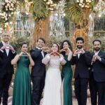 Mithila Palkar Instagram – The last lot ✨

The beautiful green dresses are courtesy of @sereia_designstudio 

📸 @etherealstudio.in 

1. Posing. Because why not? 
2. One with the groom. 
3. The bridesmaid sandwich ^.^
4. One with the bride. 
5. The bridesmaid and groomsman walk (you can guess who is the former and who is the latter 🤭)