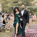 Mithila Palkar Instagram - The last lot ✨ The beautiful green dresses are courtesy of @sereia_designstudio 📸 @etherealstudio.in 1. Posing. Because why not? 2. One with the groom. 3. The bridesmaid sandwich ^.^ 4. One with the bride. 5. The bridesmaid and groomsman walk (you can guess who is the former and who is the latter 🤭)