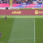 Mohamed Ramadan Instagram – 🇪🇸😎 Spotify featured Arabi around the field during FCB vs. Getafe game yesterday FCB Barcelona Stadium
