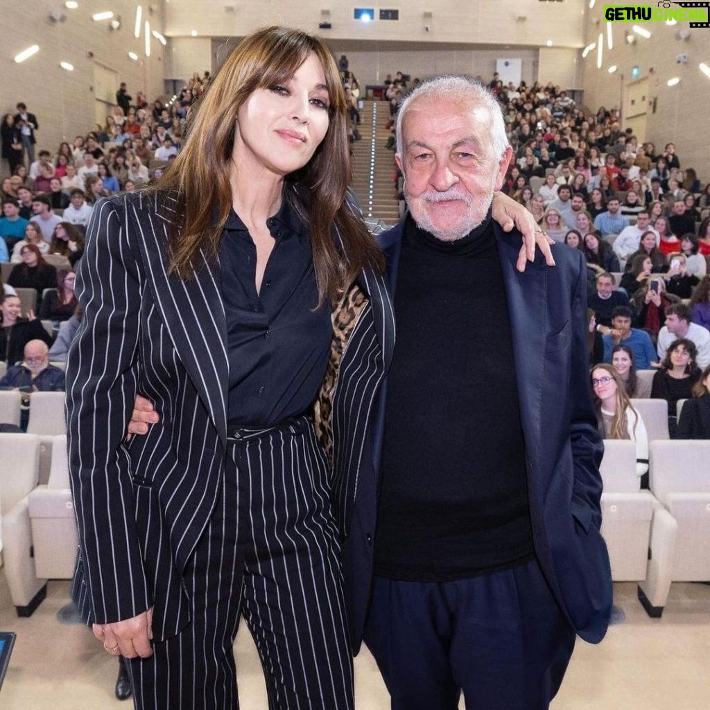 Monica Bellucci Instagram - ❤️ Very honored to have been invited to the prestigious IULM University to preside a master class in the presence of the rector of the University Gianni Canova. Thank you so much to Professor Canova and all the students and their wonderful energy! @iulm_university @gianni_canova @ep.suite19pr #monicabellucci#masterclass#iulmuniversity