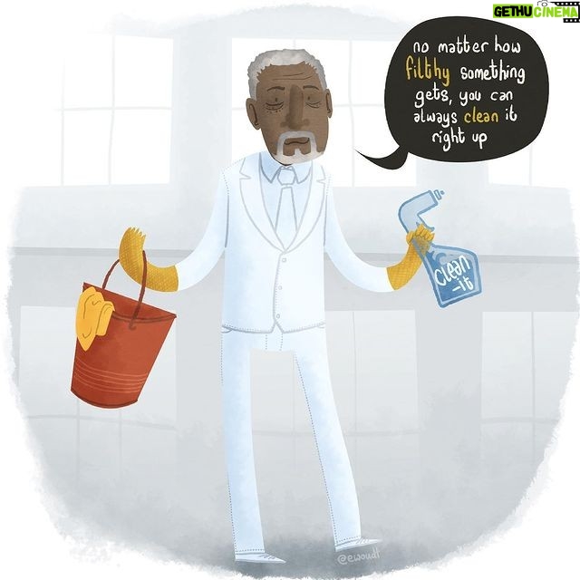 Morgan Freeman Instagram - Thank you @ewoutdrawsmovies for capturing a scene from one of my favorite projects. This line still resonates with how we all can view life, everyone deserves a chance to clean up their mistakes.