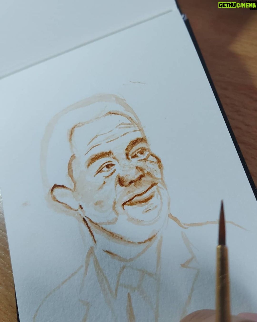 Morgan Freeman Instagram - Who knew coffee and art would be the perfect blend! Thank you @pindipaw for this unique portrait.