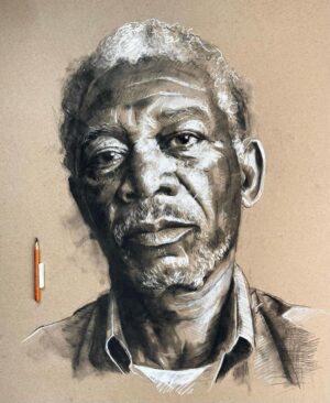 Morgan Freeman Instagram - #Repost Beautiful charcoal on paper portrait done by @BenKellerCT #ArtistAppreciation