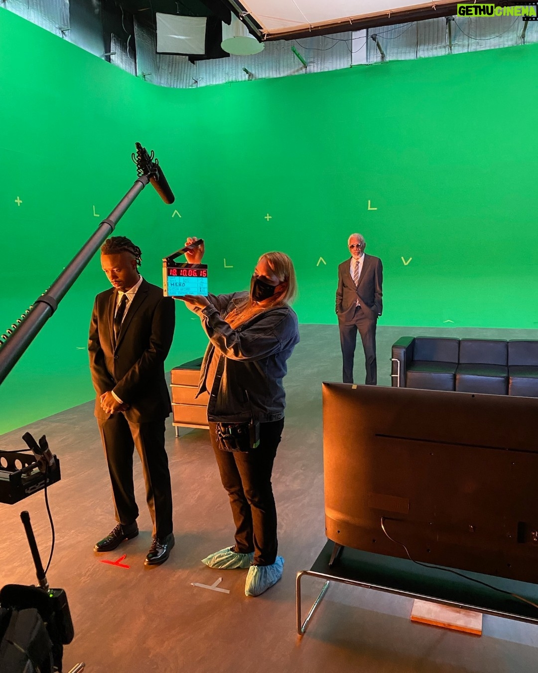 Morgan Freeman - 51.7K Likes - Behind the scenes on the set of the Heros &Villians short film - working with @metroboomin again has been an honor! #HerosAndVillains is out now.