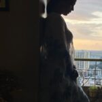 Mugdha Godse Instagram - The Hues of Evening… 💙🌼 My saree love continues in this beautiful piece by @beatitude_stories #gratitude #evening #love #saree #collab #thankyou #silence #peace #be #joy #sunset #stories