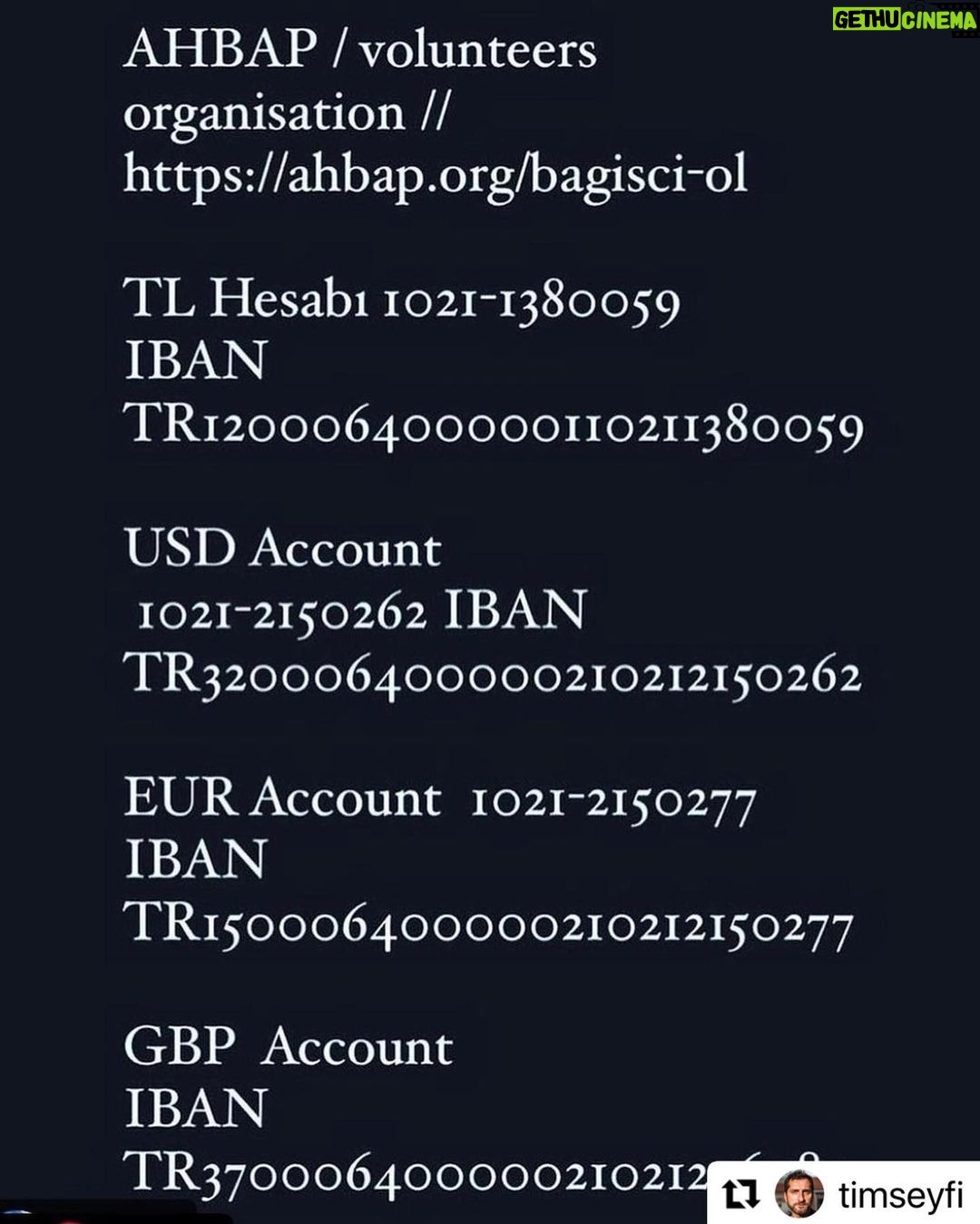 Murat Boz Instagram - #Repost @timseyfi ・・・ Links to reliable organisations where you can send money and make your donations for the millions of now homeless people massively affected by the horrific earthquake in Turkey and Syria. AHBAP ahbap.org/bagisci-ol AKUT akut.org.tr/bagis-yap The White Helmets whitehelmets.org Thank you very very much. Be blessed! 🙏🙏❤️❤️ @ahbap @akut @the_whitehelmets #turkiye #turkey #syria #earthquake #deprem #solidarity #humanity #helpturkey #helpsyria PS: and not to forget, thank you to the football club Türgücü München @turkgucu_munchen for organising the collection of essential goods for the suffering people in the affected regions. Helal olsun arkadaşlar! 🙏❤️🧿