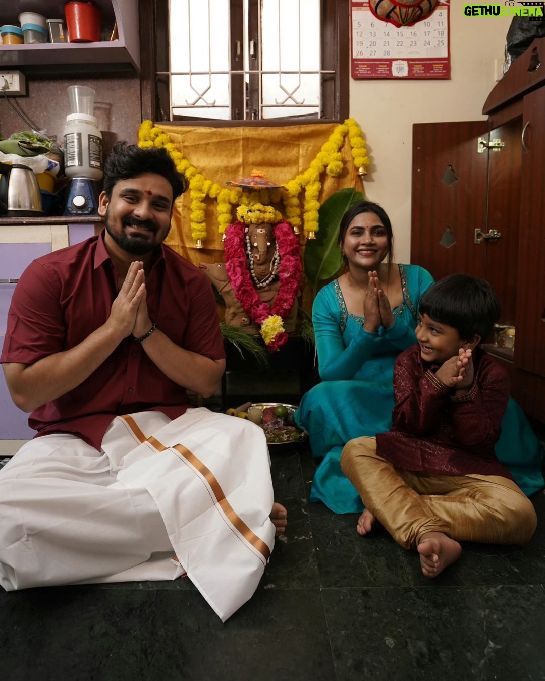 Myna Nandhini Instagram - #happyvinayagarchathurthi🐀🐘 #toallmychellakutties dress from @akira_the_couture__