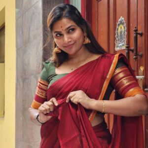 Myna Nandhini Instagram - Sorry for the late post my Challakutty s happy ayuthapoojai nalvalthukkal  My beautiful half saree @ivalinmabia