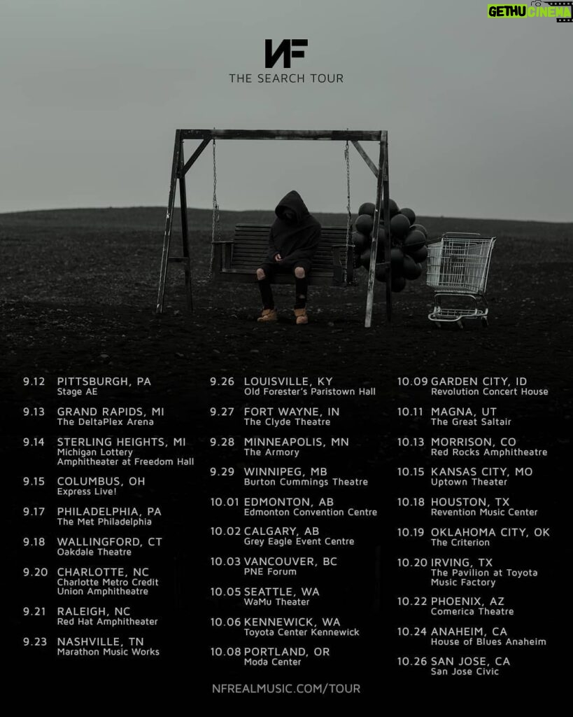 NF Instagram - THE SEARCH TOUR. Sign up for first access to tickets at nfrealmusic.com