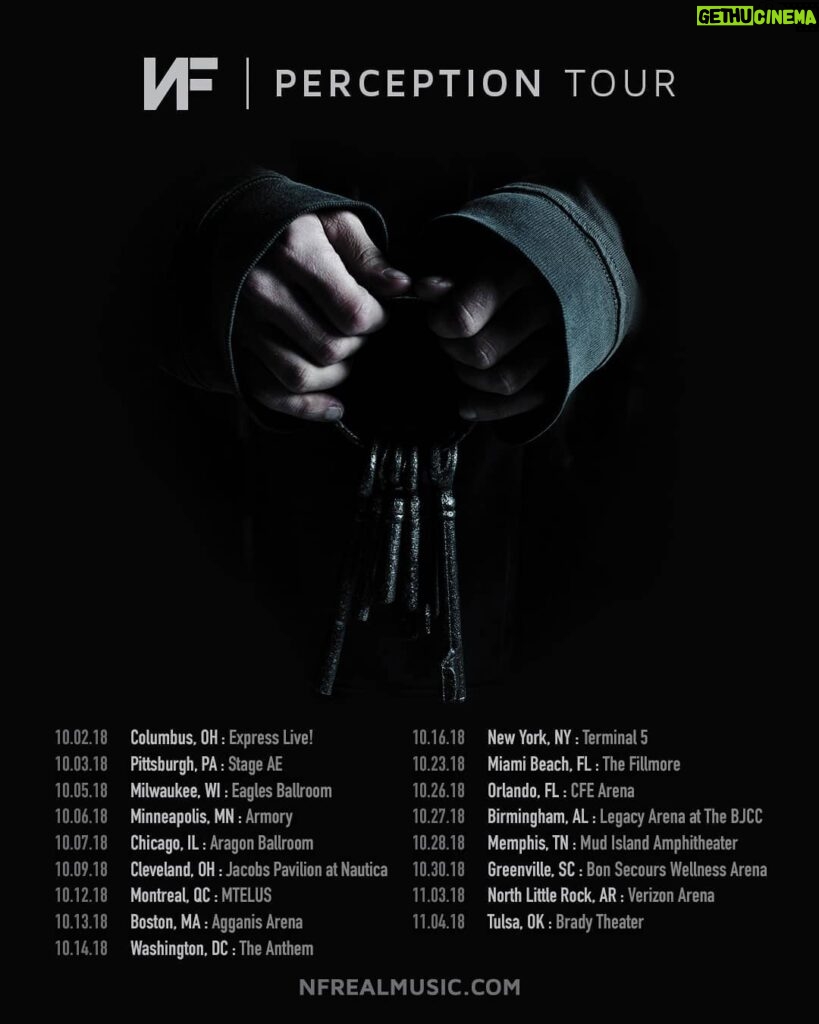 NF Instagram - Adding Milwaukee, Cleveland, and Orlando to the Perception Tour! Sign up on nfrealmusic.com for first access to tickets!