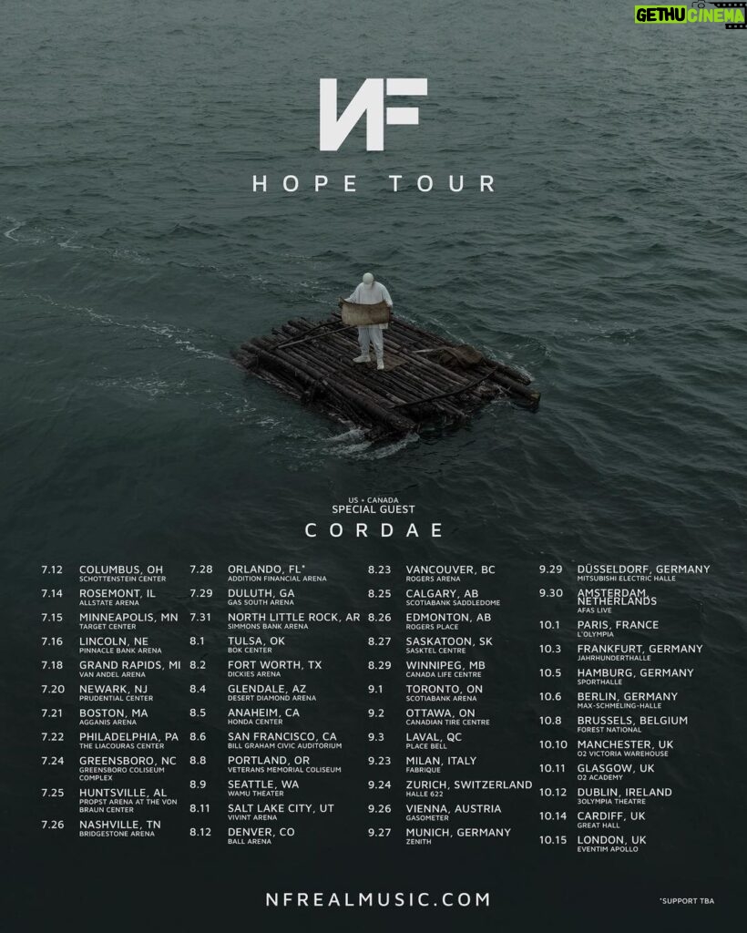NF Instagram - HOPE TOUR - US, Canada, Europe, UK Get more info and access to pre-sales at nfrealmusic.com/tour