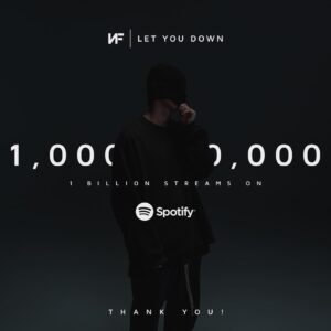 NF Instagram - Found out let you down hit 1 billion streams today. Honestly can’t believe it , thank you guys for all the love and support you’ve shown me throughout my career.