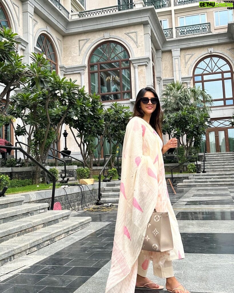 Nabha Natesh Instagram - Today’s dump ! ; : : Shot and styled by @sandhya__sabbavarapu Outfit @reshaindia Leela Palace Hotel Chennai