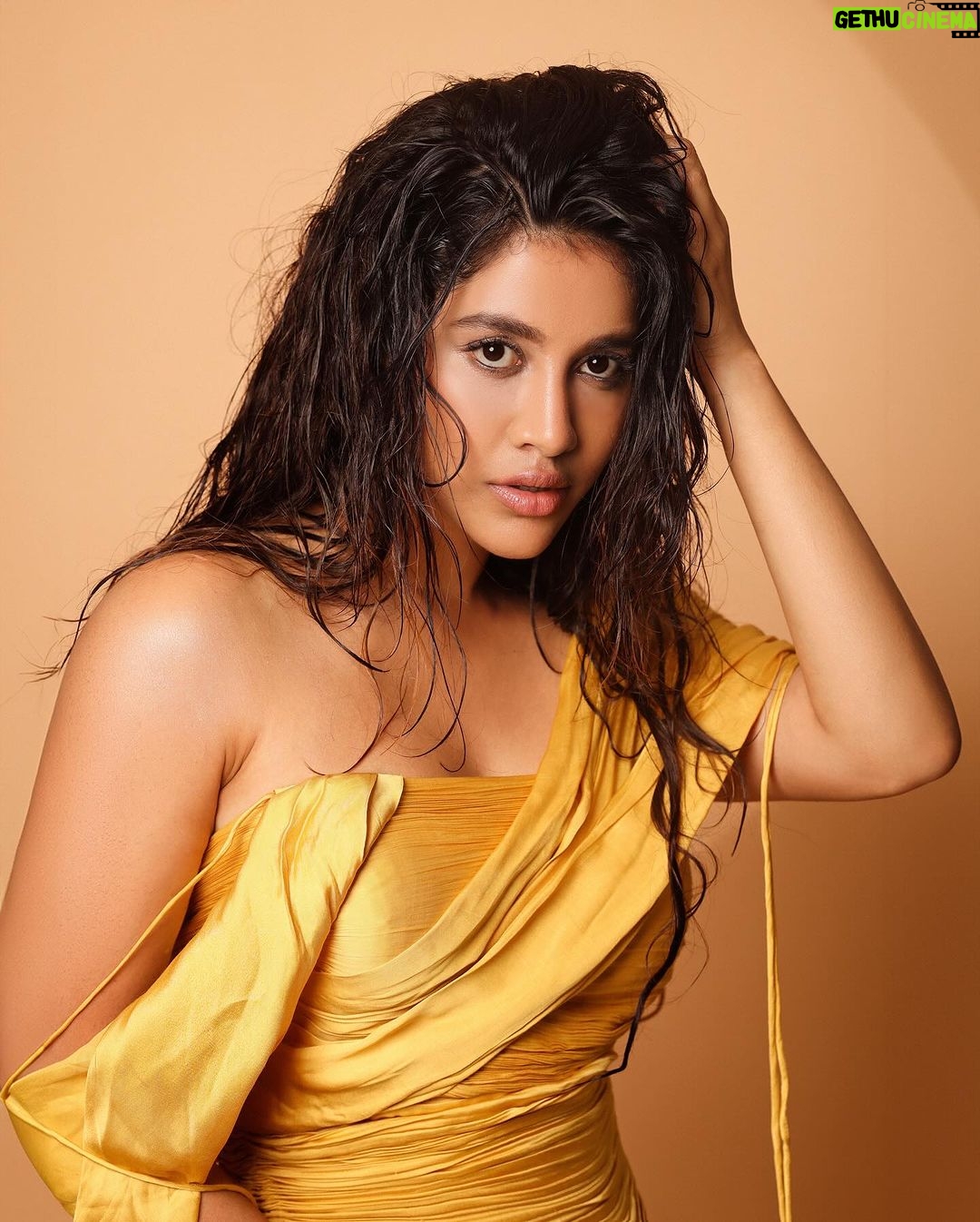 Nabha Natesh Instagram - attitude update: go gold or go home ! πππππππππππππππππ : : : Outfit: @arokaofficial Styling: @sandhya_sabbavarapu @team_sandhya Styling team: @prekshadhakad_ @styled_bysonali_ Photography: @pranav.foto Hair: @crafted_hair_by_her Makeup : @sonalsethiamakeup Managed by : @theblinders.in
