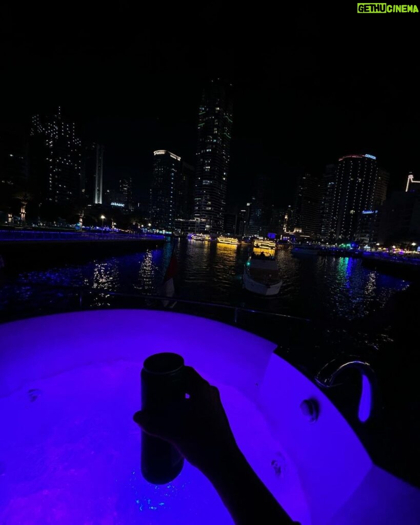 Naisha Khanna Instagram - following the light ✨ 👗- @meeamifashion #dubaimarina #marina #dubai #uae #ootn #dubainight Dubai Marina Yacht Club