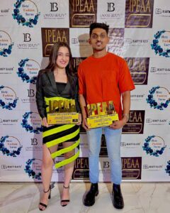 Naisha Khanna Instagram - young actress of the year❤️ can’t thank y’all enough :) 👗: @meeamifashion look: @debellaandbeau 📸: @ankitsahu8589 #fyp #collab #ootd #award #fame #outfitinspo #fashion #lookoftheday #awardwinning congratulations @majid_khann for winning the best talent manager of the year!