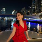 Naisha Khanna Instagram - following the light ✨ 👗- @meeamifashion #dubaimarina #marina #dubai #uae #ootn #dubainight Dubai Marina Yacht Club