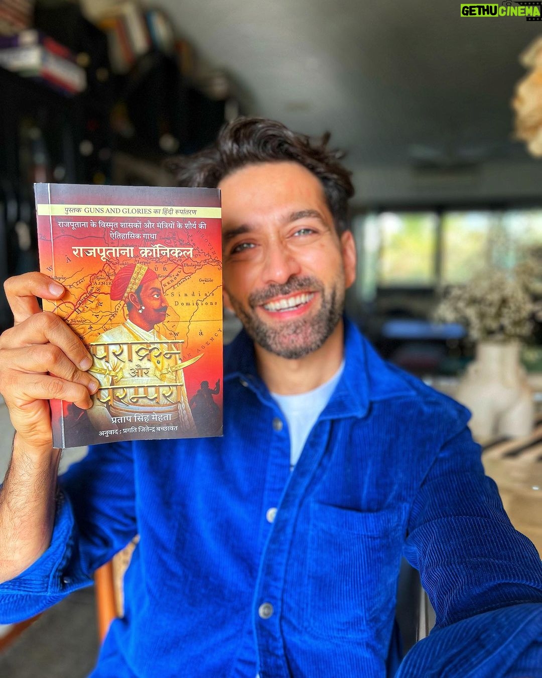 Nakuul Mehta Instagram - This morning was spent in the very distinguished company of some home made poha, Italian cappuccino and my retired veteran’s FIRST COPY of his Hindi adaptation of his coffee table book, ‘Guns And Glory, Rajputana Chronicle’ -> Parakram Aur Parampara! For someone who begins his work day at 5 am everyday, come rain or shine, addressing him as retired may not be entirely factually correct. I’ve seen him over the past two decades most passionately drown himself in his research and quest of finding & authenticating stories which are gloriously captured in this book. To anyone who is a history aficionado or is drawn to stories from the yore, this must be owned and preserved. I invite you to share my old man’s work of passion and it would mean so much to us if you did decide to give his book a read. @captain_pratap_mehta …………. The book, *Parakram aur Parampara* (Hindi), are historical memoirs of the lesser known rulers and nobles from Rajputana, with their culture and heritage is available at the Notion Press / Amazon online store. Link in my BIO