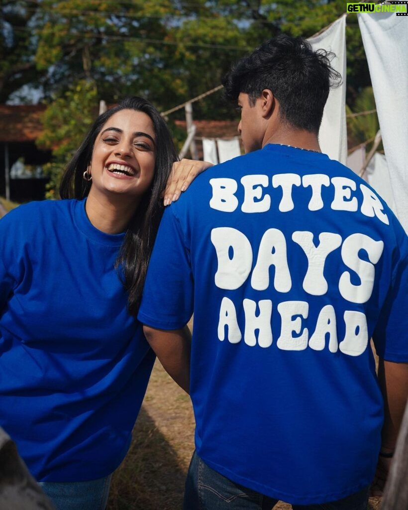 Namitha Pramod Instagram - Welcoming Valentines Day collections with @peprikkaindia ❣ Get our trendy puff print ` BETTER DAYS AHEAD TEE’ for your love 💕 In frame : @nami_tha_ , @nikhil.antonyyy Shop us : www.peprikka.com #limitedstock