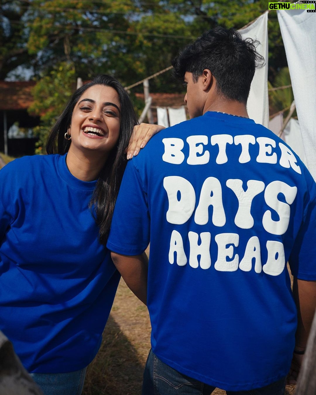 Namitha Pramod Instagram - Welcoming Valentines Day collections with @peprikkaindia ❣️ Get our trendy puff print ` BETTER DAYS AHEAD TEE’ for your love 💕 In frame : @nami_tha_ , @nikhil.antonyyy Shop us : www.peprikka.com #limitedstock