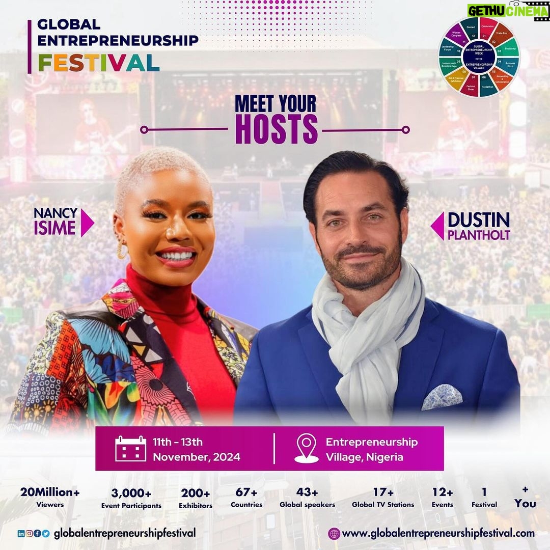 Nancy Isime Instagram - I am thrilled to announce my nomination in Africa as one of the hosts for the Global Entrepreneurship Festival, alongside the esteemed Sir. Dustin Plantholt. This historic event is set to take place during the Global Entrepreneurship Week in November 2024, at the Prestigious Entrepreneurship Village in Nigeria. To learn more about this exciting festival and to join us in celebrating entrepreneurship on a global scale, visit www.globalentrepreneurshipfestival.com. Also follow us on social media @globalentrepreneurshipfestival to stay updated on all the latest news and announcements. Let’s ignite the spirit of entrepreneurship together! #GEF #GlobalEntrepreneurshipFestival #GlobalEntrepreneurshipWeek