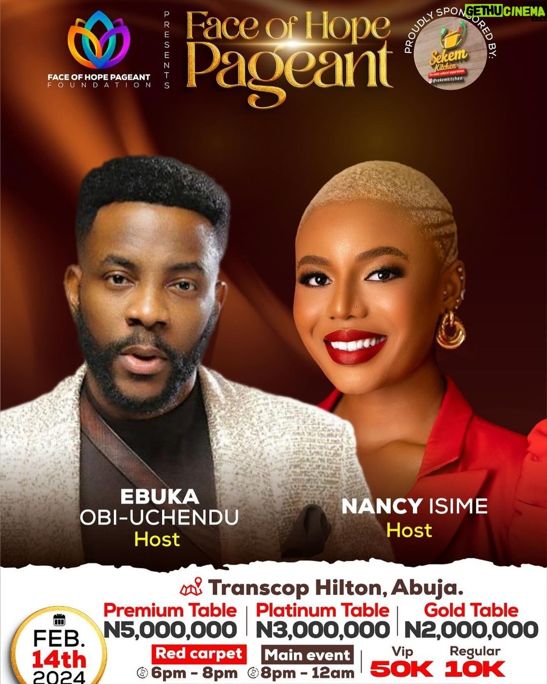 Nancy Isime Instagram - Absolutely looking forward to hosting the maiden edition of @faceofhopeofficial with the Broski @ebuka on the 14th of February. If you’re in Abuja and don’t have plans for Valentine’s Day yet, you should definitely make it a date with us. For more inquiries, kindly visit @faceofhopeofficial ❤️