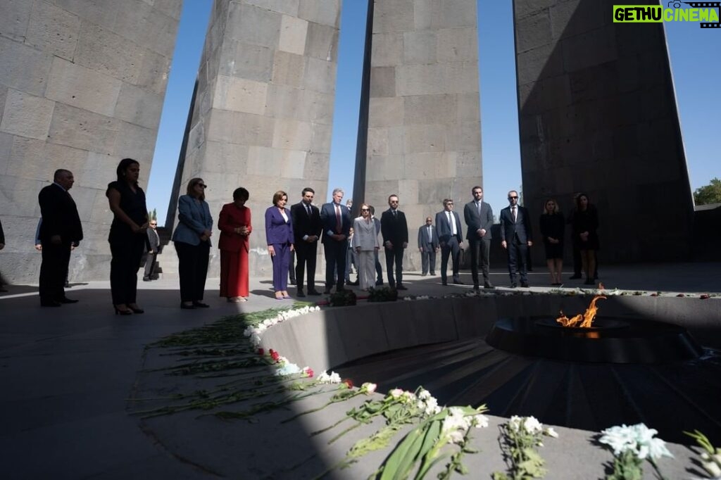 Nancy Pelosi Instagram - Armenian Genocide Remembrance Day honors the 1.5 million Armenians killed 108 years ago in a horrific genocide. Last year, our delegation had the solemn honor to visit the Tsitsernakaberd Armenian Genocide Memorial and pay respects to the men, women and children who were murdered. In 2019, Congress recognized the atrocities committed by the Ottoman Empire as genocide. When he took office, President Biden kept his promise to officially recognize the Armenian Genocide. By affirming the history of this tragedy, we work to make sure such horror can never again happen. Our Congressional delegation's visit to Armenia last year reaffirmed that the Congress is committed to Armenia's stability, security and democracy. Today, and every day, America remains fully committed to this mission.
