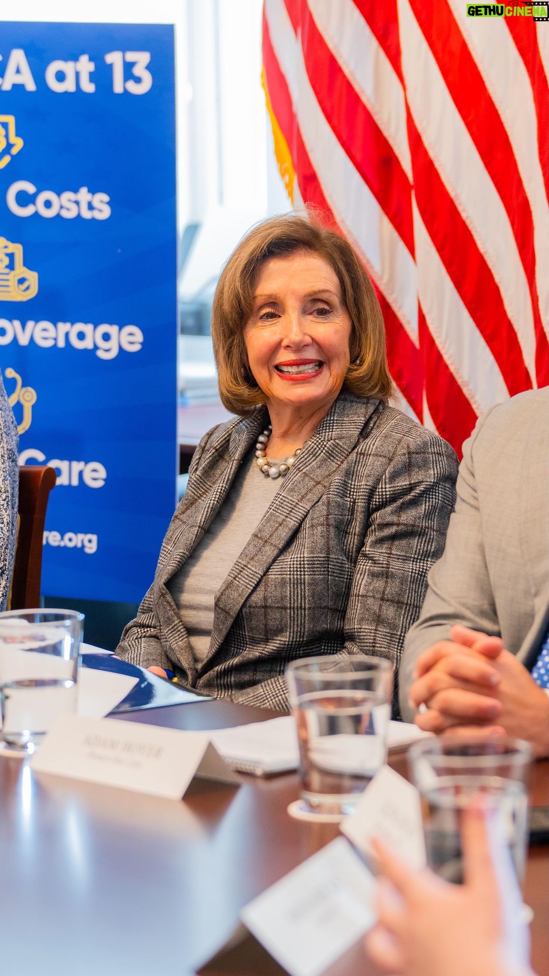 Nancy Pelosi Instagram - 13 years ago today, America took a giant leap forward as the Patient Protection and Affordable Care Act was enshrined into law. It was my honor to meet with Protect Our Care and heroic advocates whose lives have been touched by this landmark law, as they shared their stories.