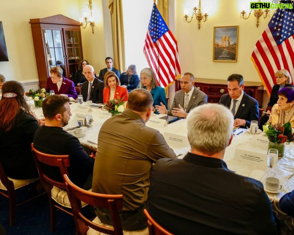 Nancy Pelosi Instagram - Today, it was a privilege to meet with President Zelenskyy, who emphasized the urgent need for continued American support for Ukraine.   The fight for Ukraine is the fight for democracy itself – and we must win. Congress must approve @potus Biden’s Ukraine funding request as soon as possible.