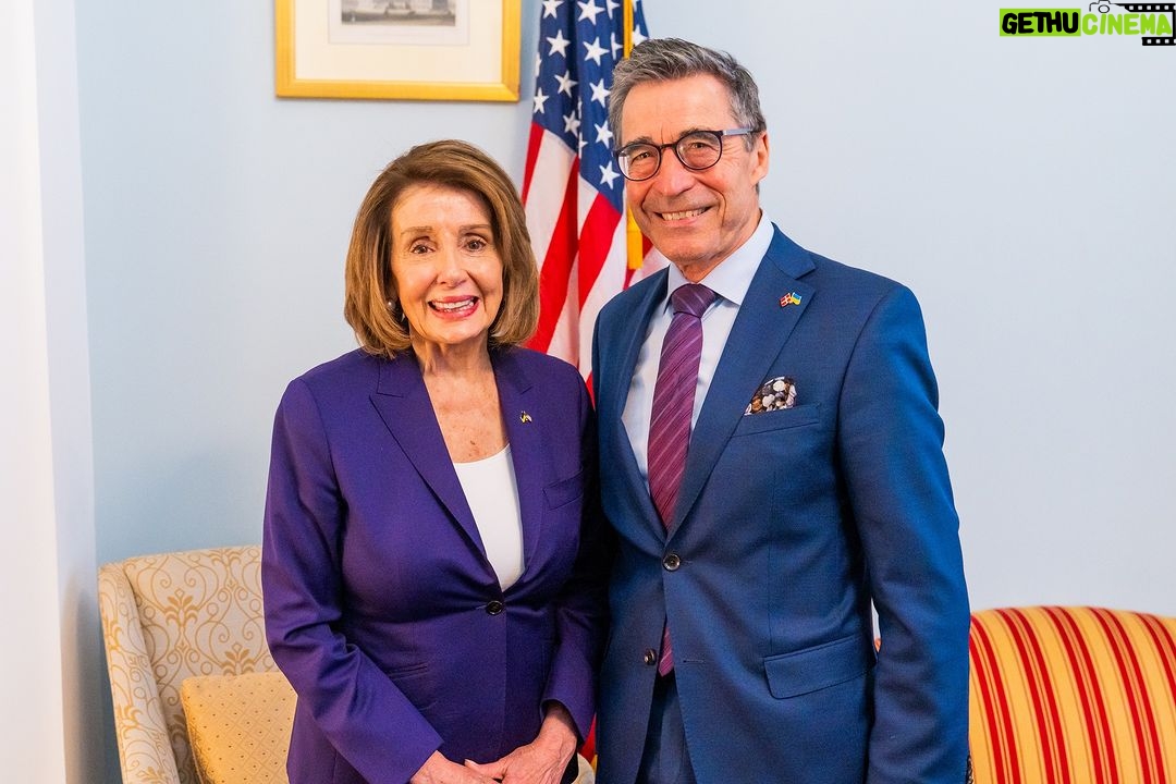 Nancy Pelosi Instagram - Today, I was proud to meet with Anders Fogh Rasmussen, the former NATO Secretary-General and an avid advocate for Democracy. Our discussions were focused on the Russian invasion of Ukraine and America's support for the Ukrainian people.