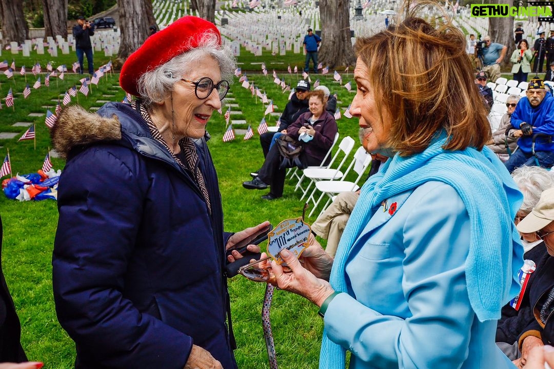 Nancy Pelosi Instagram - Today, our nation mourns generations of fallen patriots and holds their memory in our hearts. It was a solemn honor to join Gold Star families at the Golden Gate National Cemetery and pay tribute to those who gave their last full measure of devotion in defense of our Democracy.