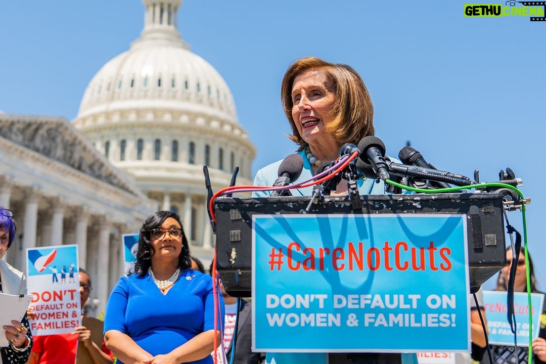Nancy Pelosi Instagram - Today, I joined the Democratic Women's Caucus to speak about the Republicans’ vote against our veterans, our seniors, our families and our future. This default on America is an assault on America's families and America's middle class.