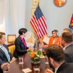 Nancy Pelosi Instagram - Today, it was my privilege to meet with President of the Chamber of Deputies of the Czech Republic Markéta Pekarová Adamová and speak with her about our shared commitment to Democracy – in our nations, in Ukraine, in Taiwan and around the world. We also laid flowers at the bust of Václav Havel, the first President of the Czech Republic, in the Capitol's Freedom Foyer and paid tribute to his legacy as a defender of freedom, a champion of human rights and an apostle of hope.