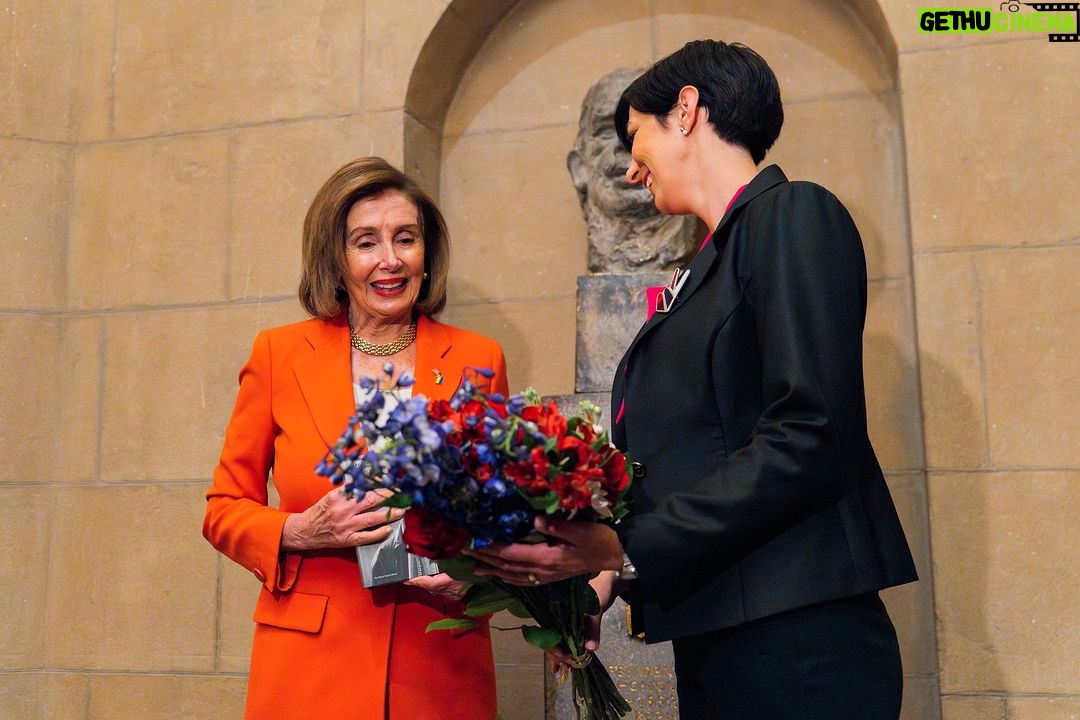 Nancy Pelosi Instagram - Today, it was my privilege to meet with President of the Chamber of Deputies of the Czech Republic Markéta Pekarová Adamová and speak with her about our shared commitment to Democracy – in our nations, in Ukraine, in Taiwan and around the world. We also laid flowers at the bust of Václav Havel, the first President of the Czech Republic, in the Capitol's Freedom Foyer and paid tribute to his legacy as a defender of freedom, a champion of human rights and an apostle of hope.