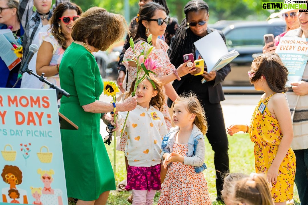 Nancy Pelosi Instagram - Today, it was my privilege to join Moms Rising to celebrate Mother's Day and all of the hard working mothers! Thank you for fighting for the Democrats' pro-family agenda: from paid leave to child care to early education and more. Because when women succeed, America succeeds!